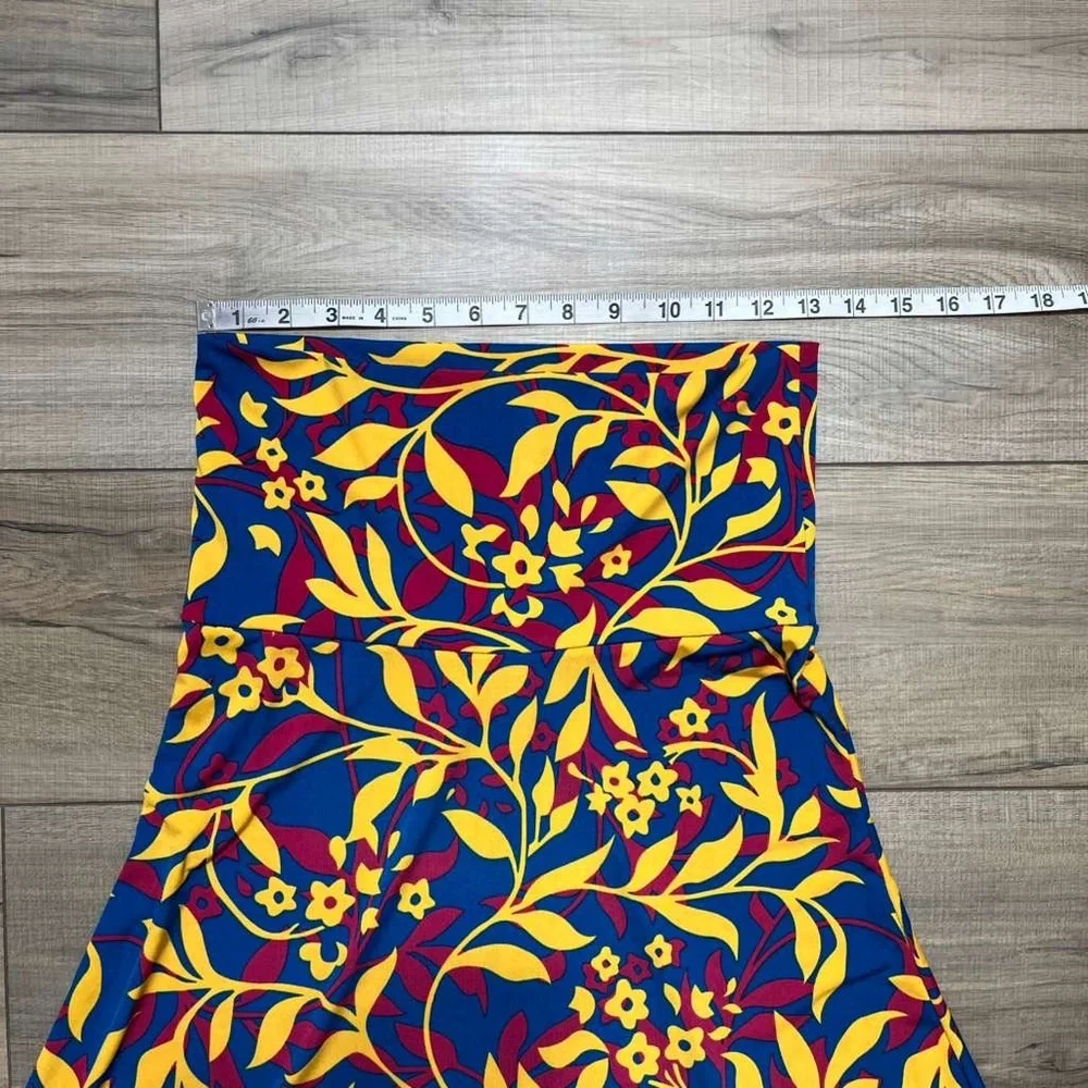 LuLaRoe Womens Floral Leaf‎ Print Maxi Skirt Size XS Blue Cranberry Marigold